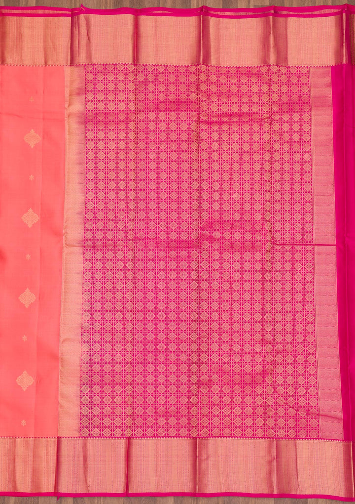 Peach Zariwork Pure Silk Saree