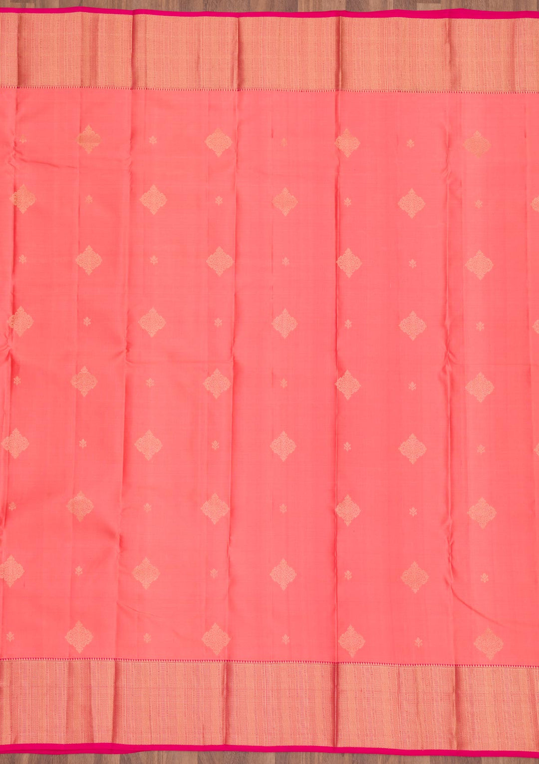 Peach Zariwork Pure Silk Saree