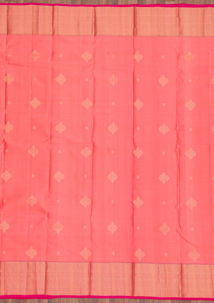 Peach Zariwork Pure Silk Saree
