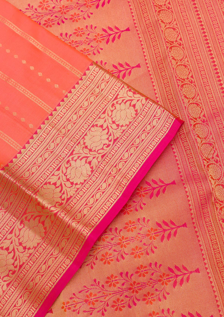 Peach Zariwork Pure Silk Saree