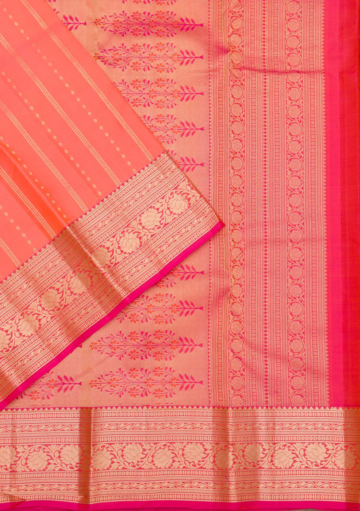 Peach Zariwork Pure Silk Saree