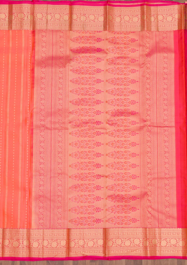 Peach Zariwork Pure Silk Saree