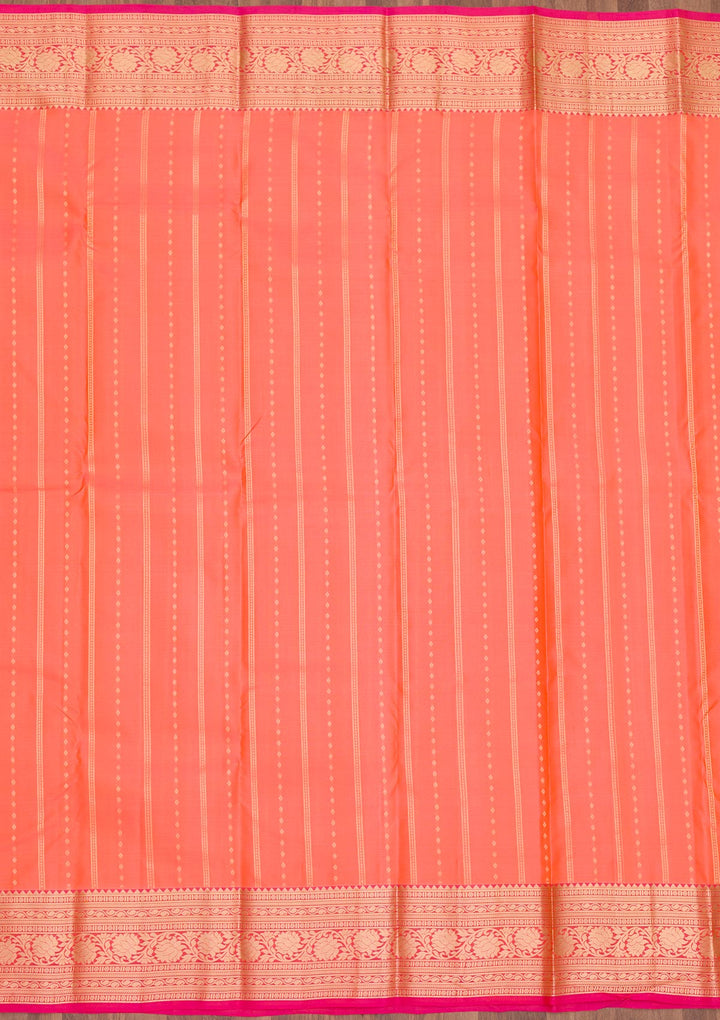 Peach Zariwork Pure Silk Saree