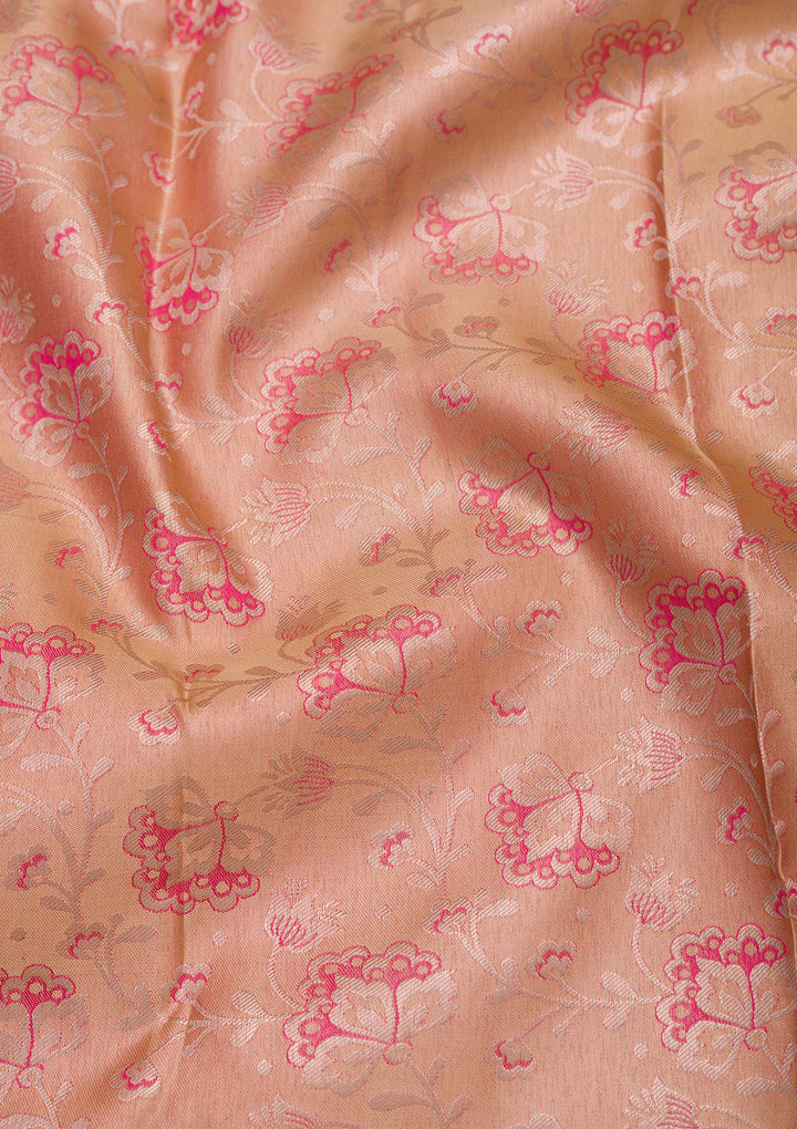 Peach Zariwork Pure Silk Saree