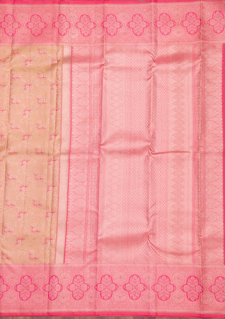 Peach Zariwork Pure Silk Saree
