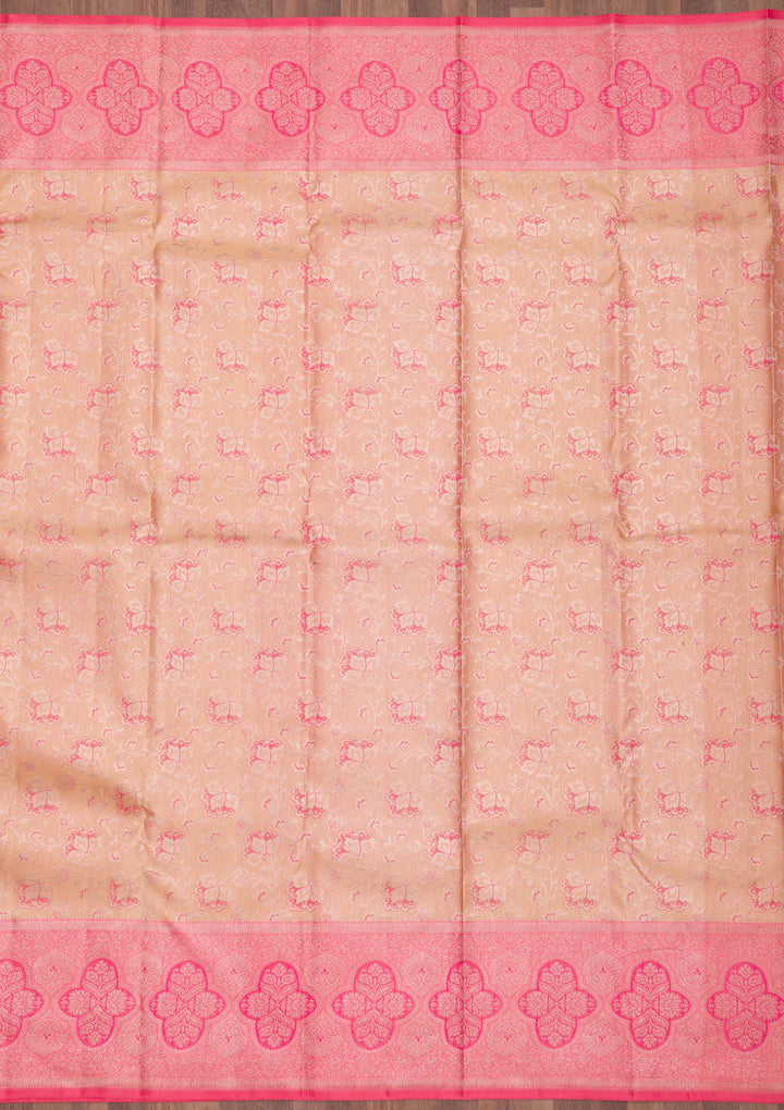 Peach Zariwork Pure Silk Saree