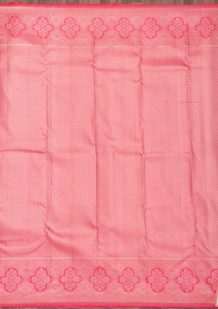 Peach Zariwork Pure Silk Saree