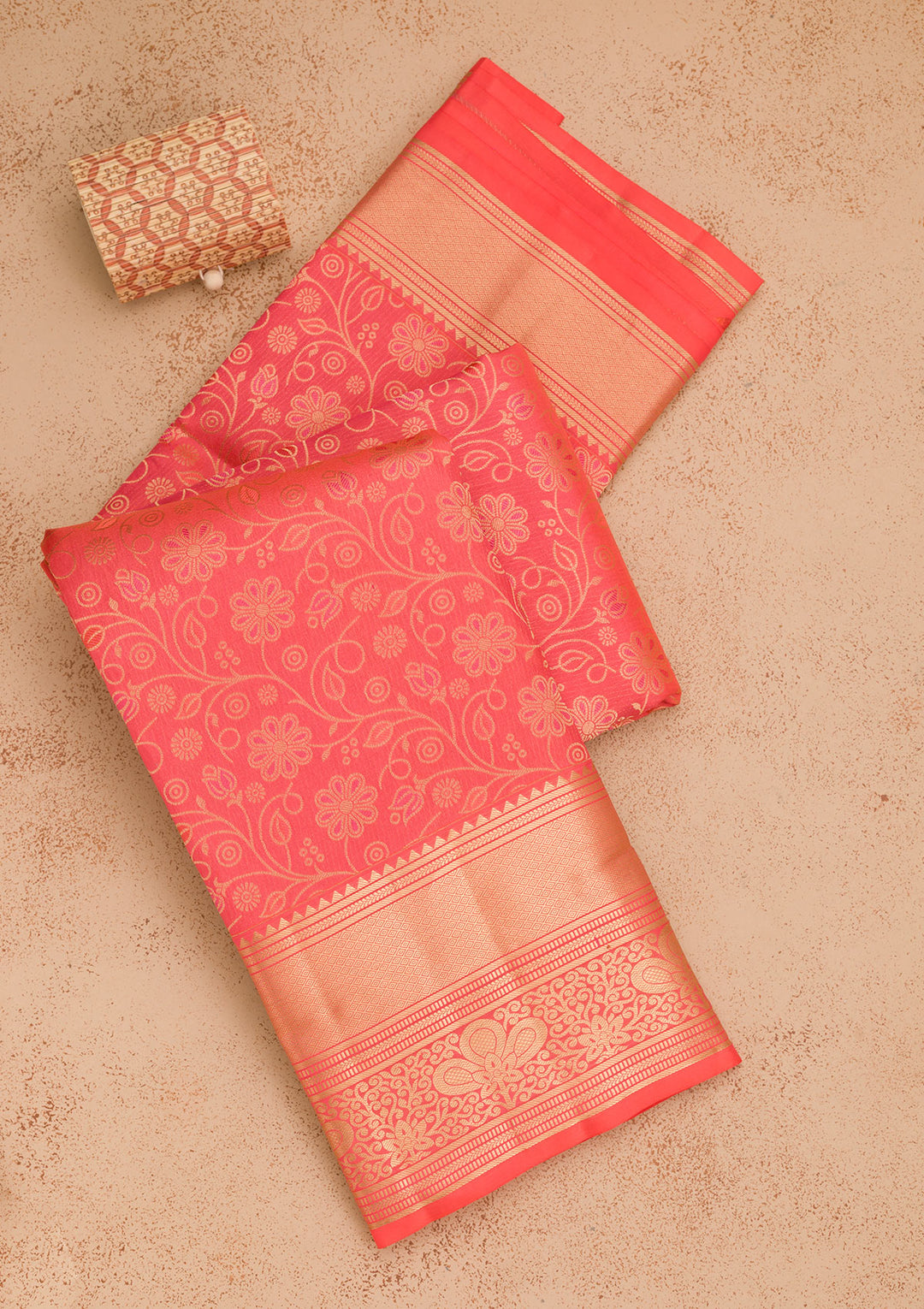 Peach Zariwork Pure Silk Saree