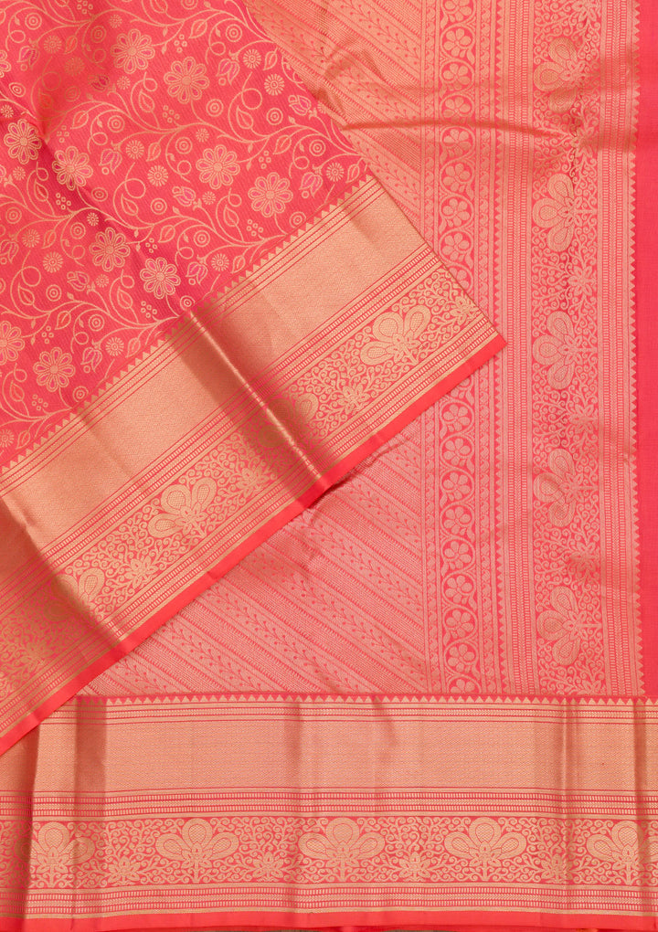 Peach Zariwork Pure Silk Saree