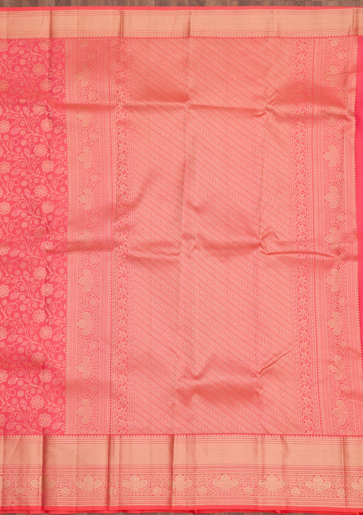Peach Zariwork Pure Silk Saree