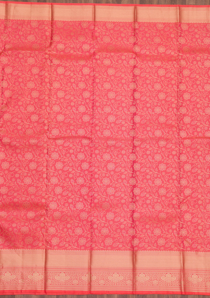 Peach Zariwork Pure Silk Saree