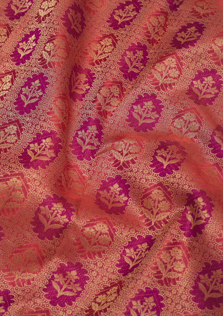 Peach Zariwork Pure Silk Saree