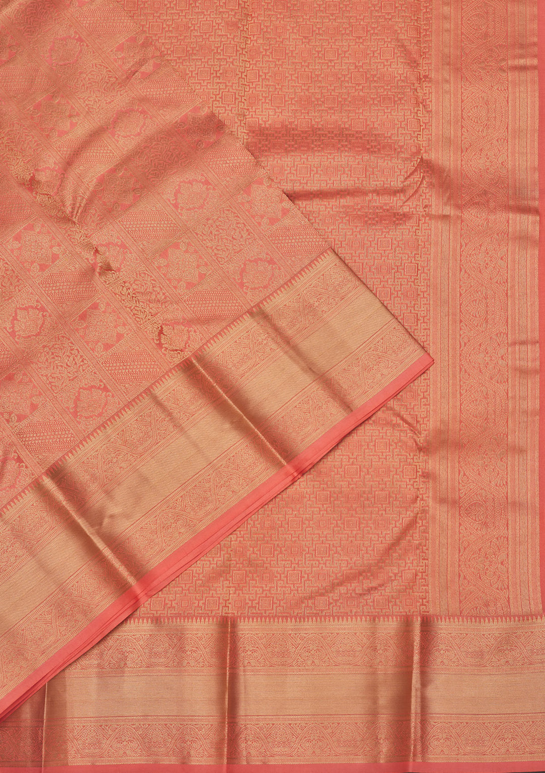 Peach Zariwork Pure Silk Saree