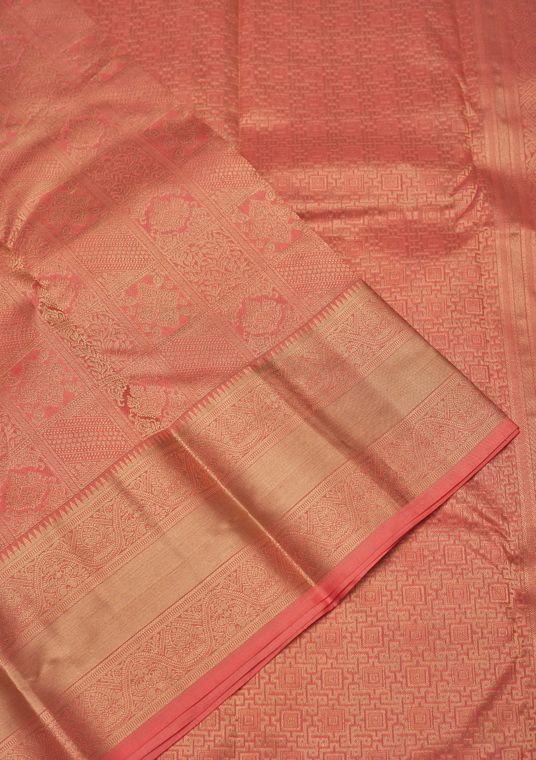 Peach Zariwork Pure Silk Saree