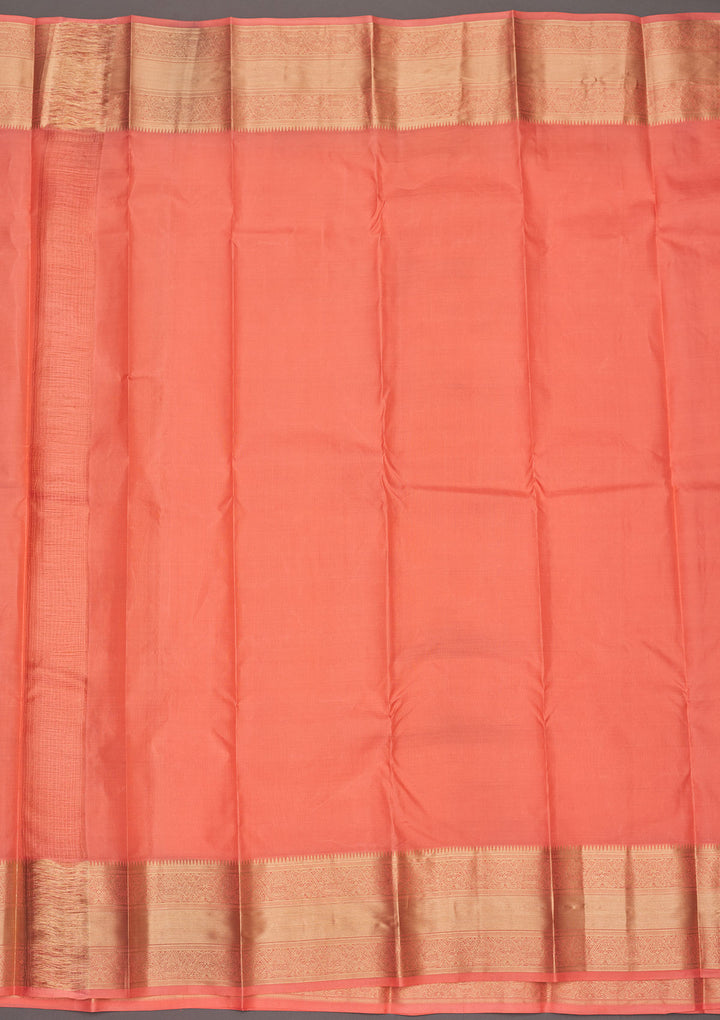 Peach Zariwork Pure Silk Saree