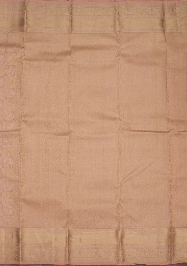 Peach Zariwork Pure Silk Saree