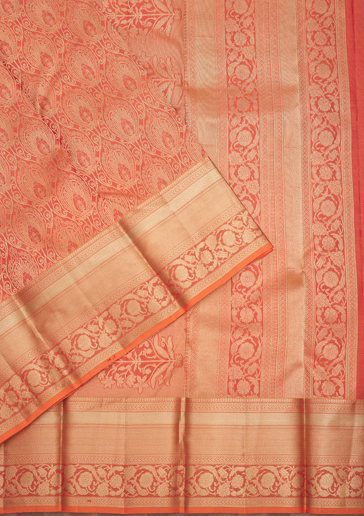 Orange Zariwork Pure Silk Saree