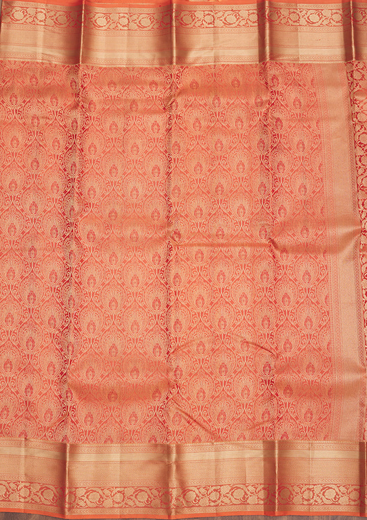 Orange Zariwork Pure Silk Saree