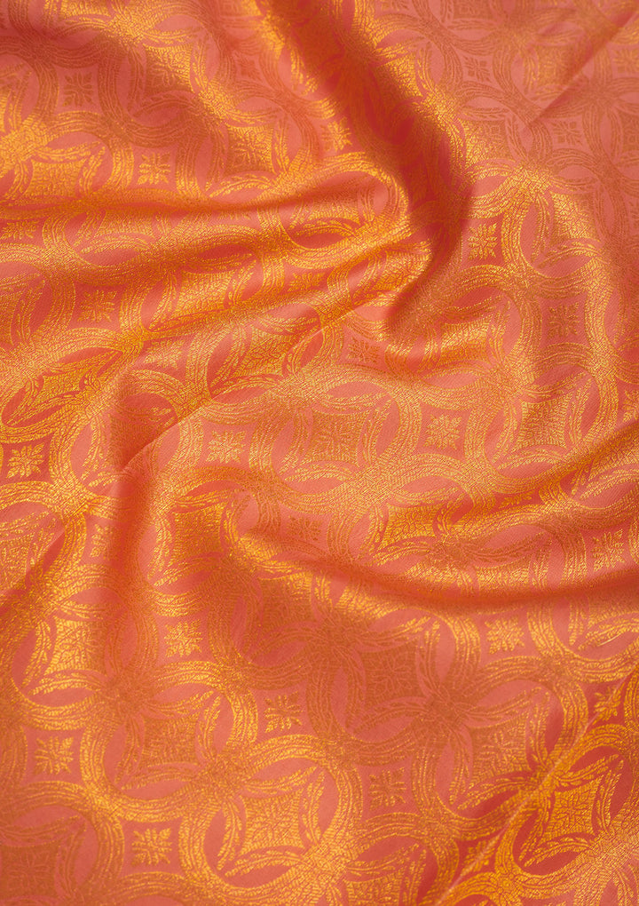 Peach Zariwork Pure Silk Saree