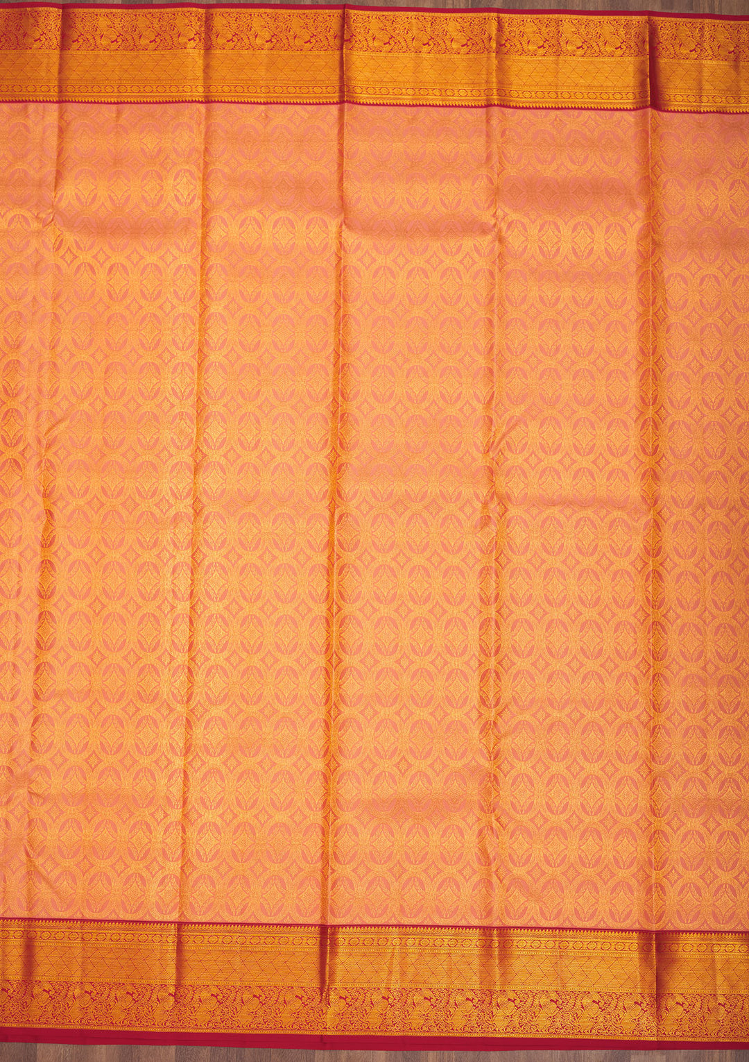Peach Zariwork Pure Silk Saree