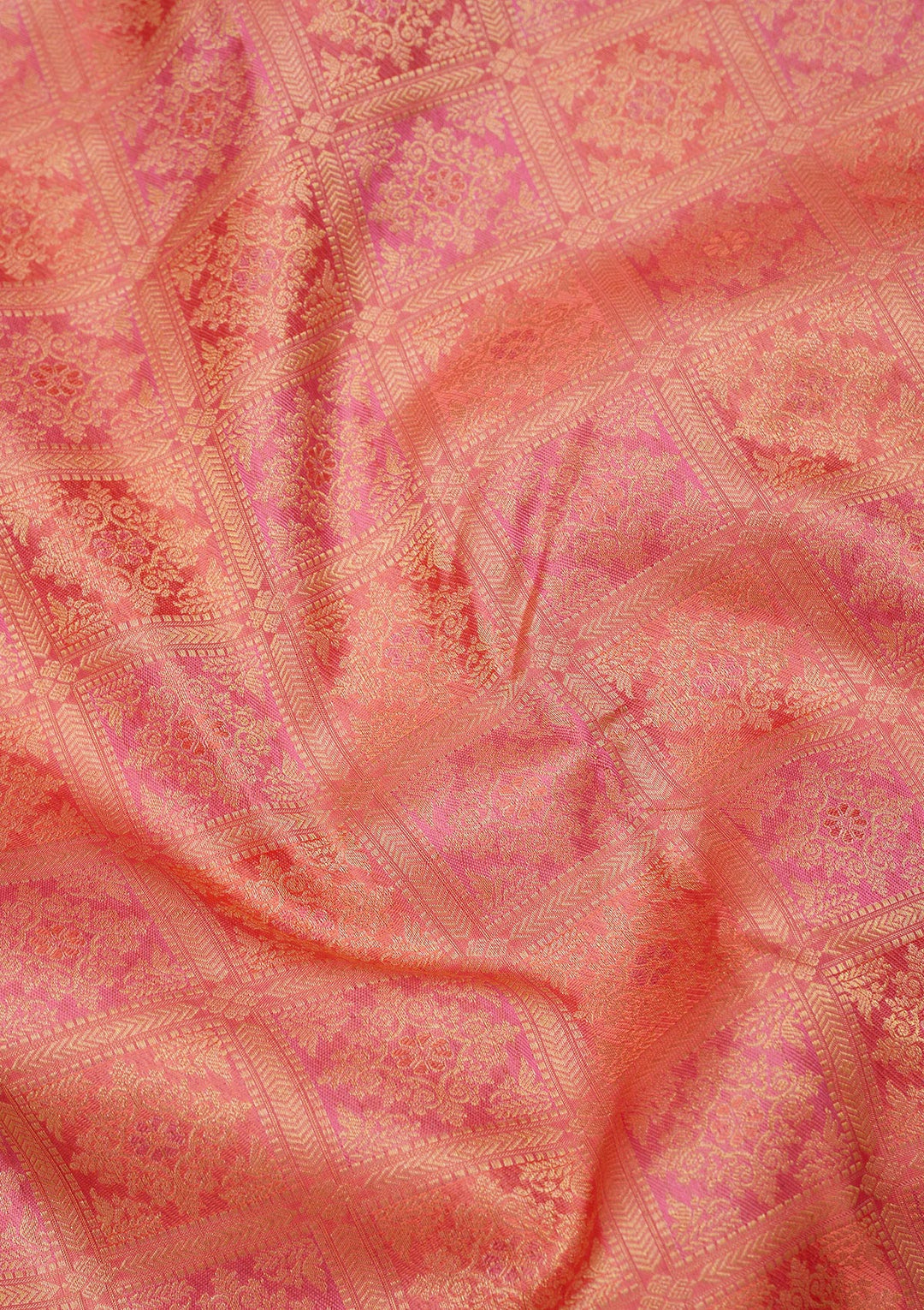 Peach Zariwork Pure Silk Saree