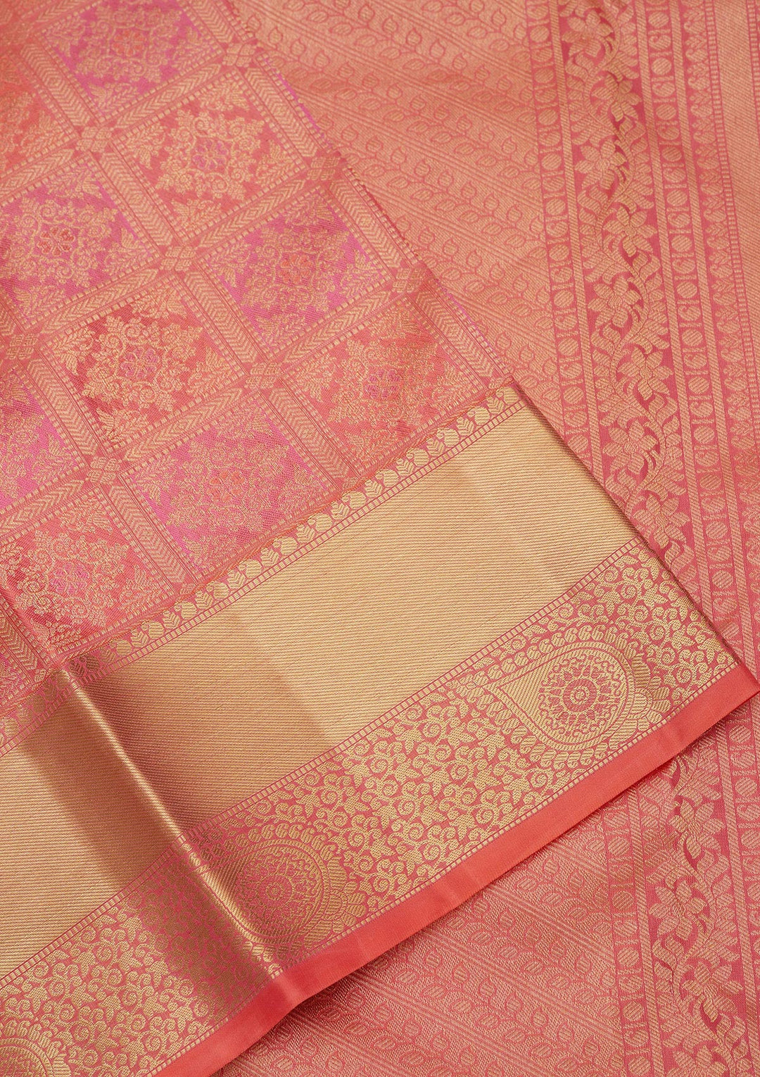 Peach Zariwork Pure Silk Saree