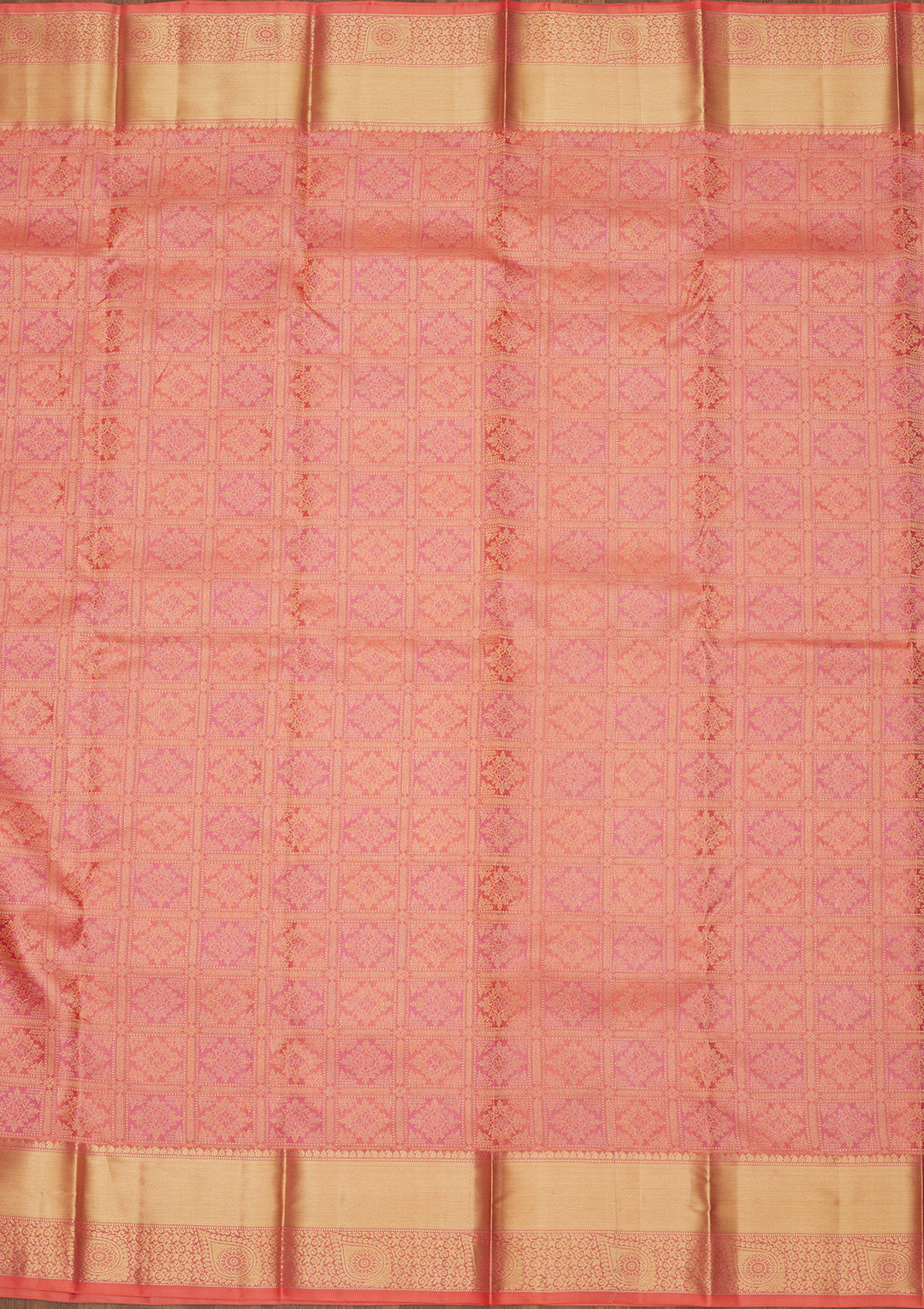 Peach Zariwork Pure Silk Saree