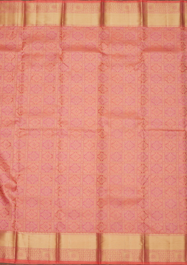Peach Zariwork Pure Silk Saree