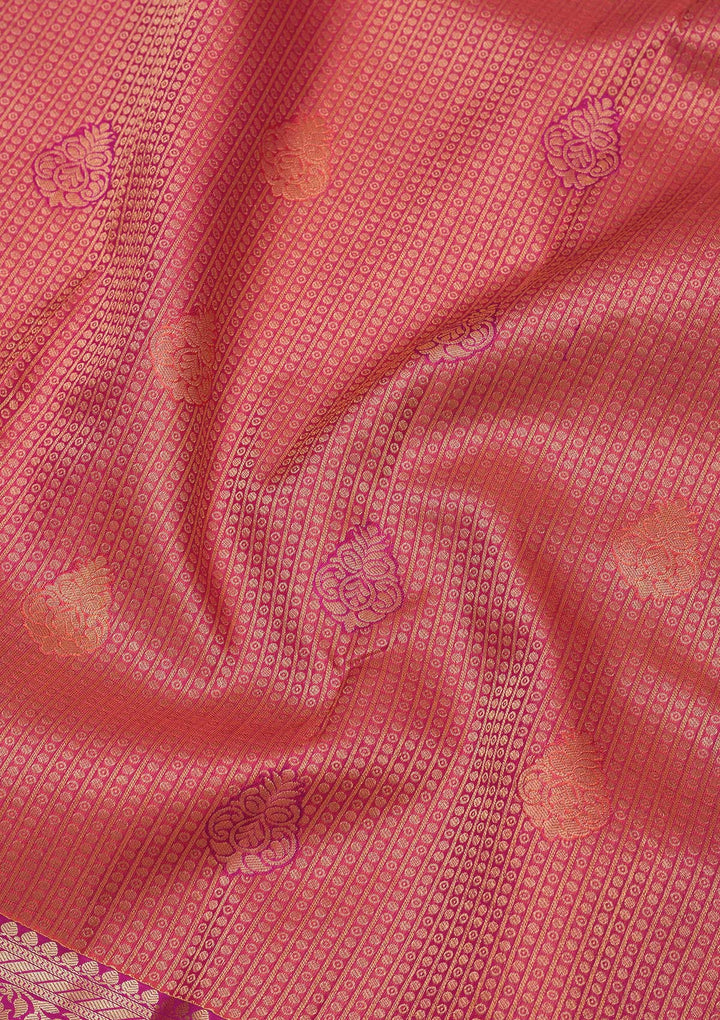 Peach Zariwork Pure Silk Saree