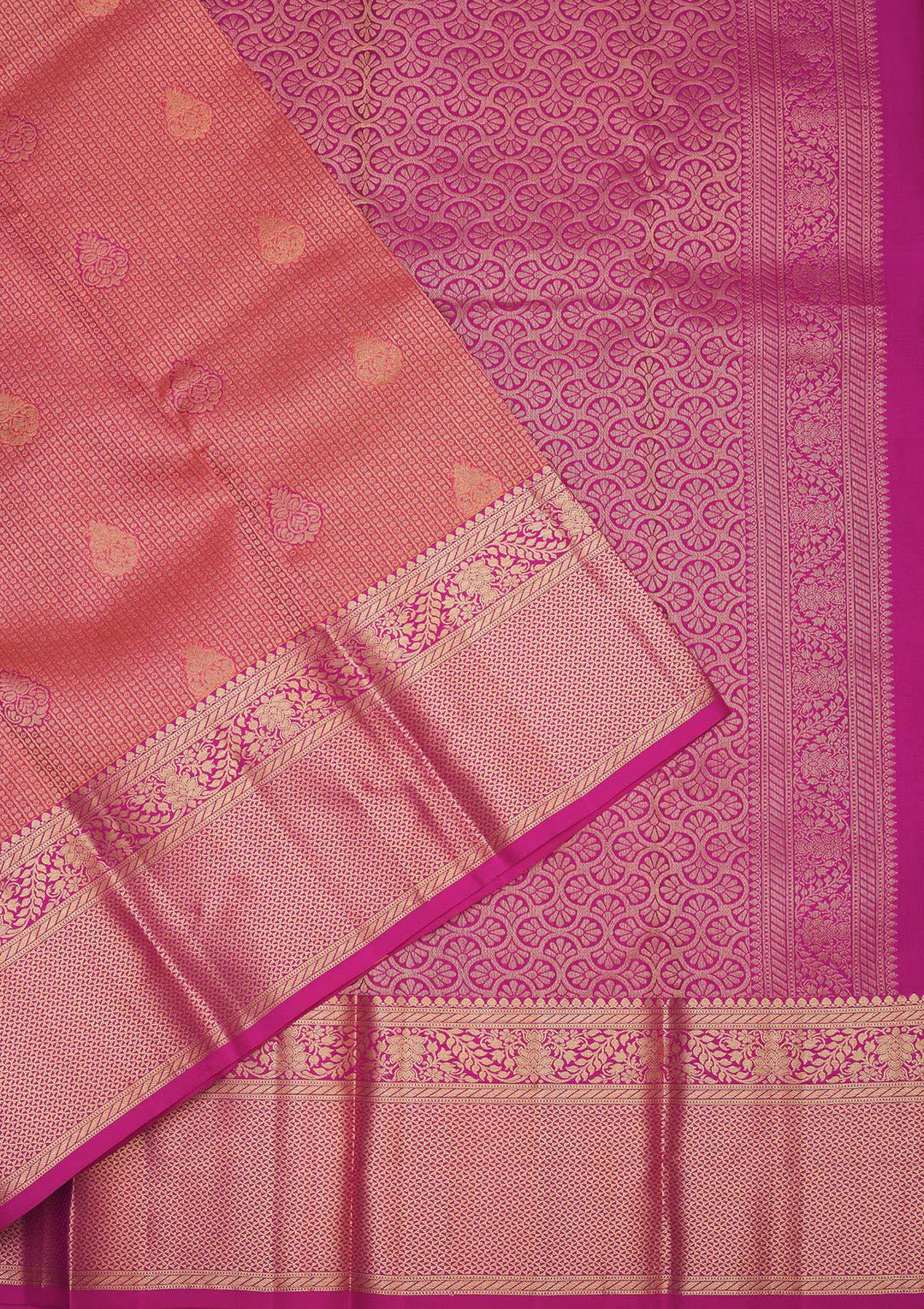 Peach Zariwork Pure Silk Saree