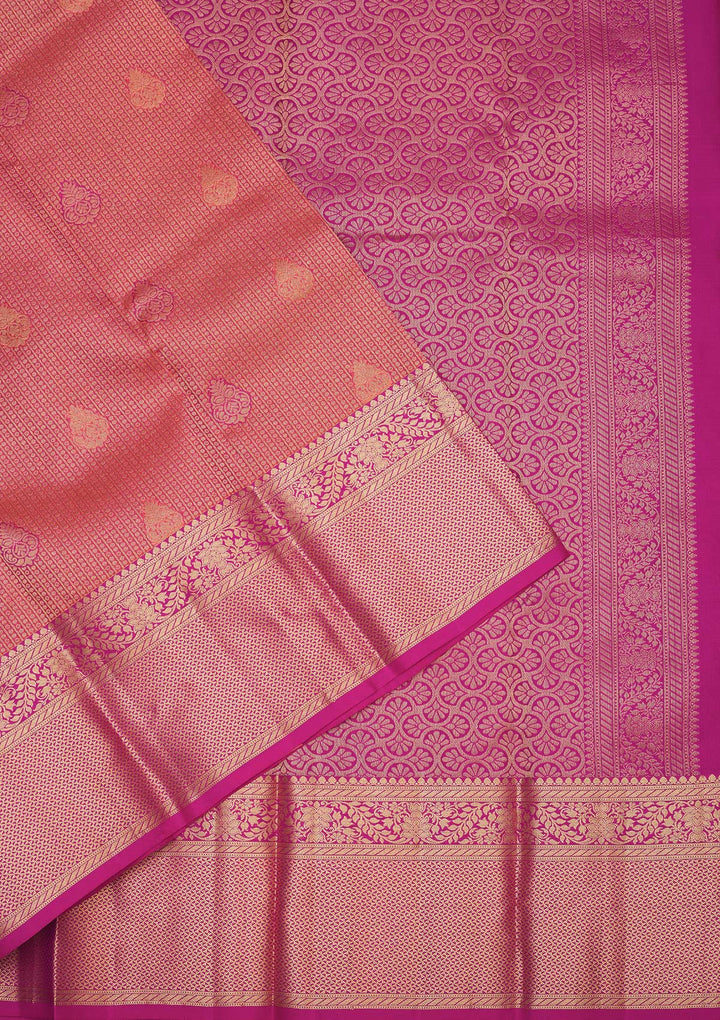 Peach Zariwork Pure Silk Saree