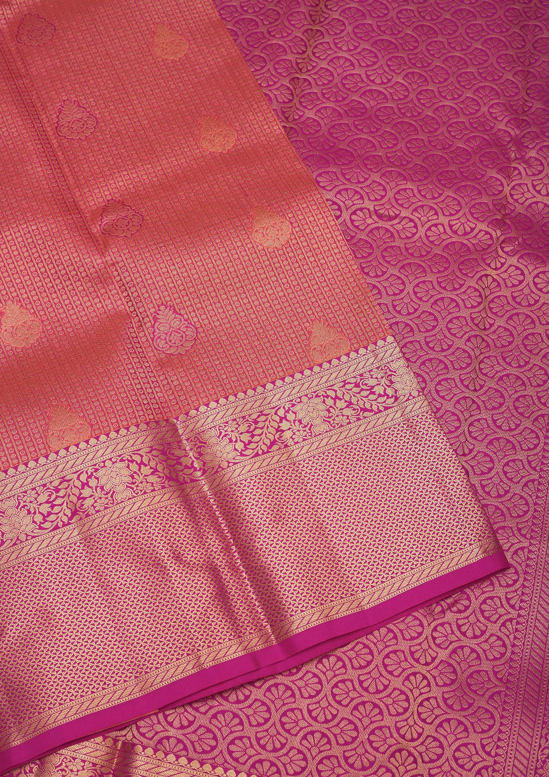 Peach Zariwork Pure Silk Saree
