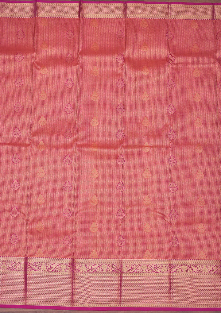 Peach Zariwork Pure Silk Saree