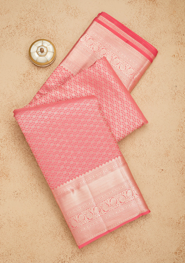 Peach Zariwork Pure Silk Saree