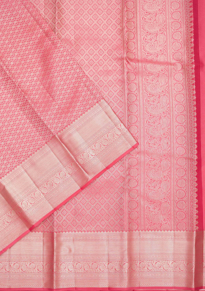 Peach Zariwork Pure Silk Saree