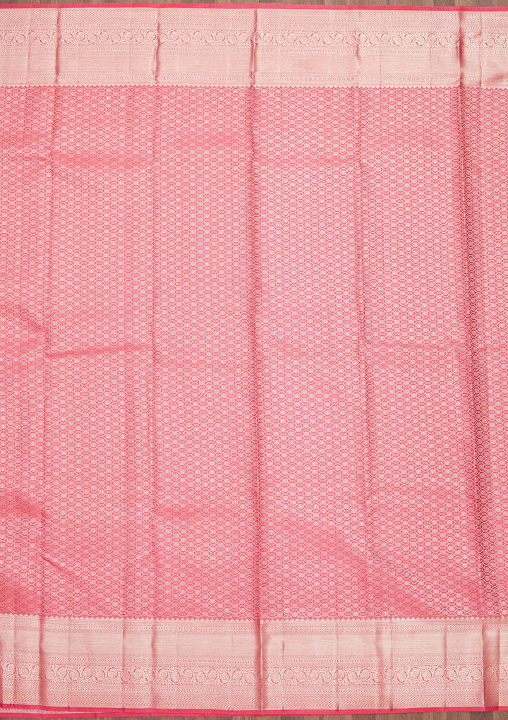 Peach Zariwork Pure Silk Saree