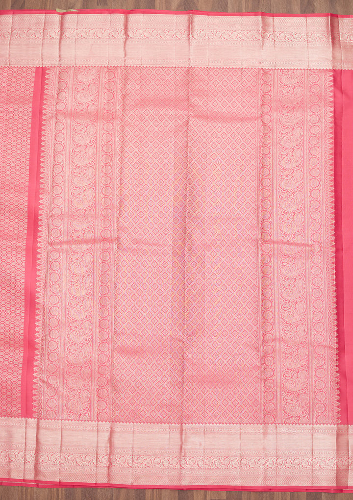 Peach Zariwork Pure Silk Saree