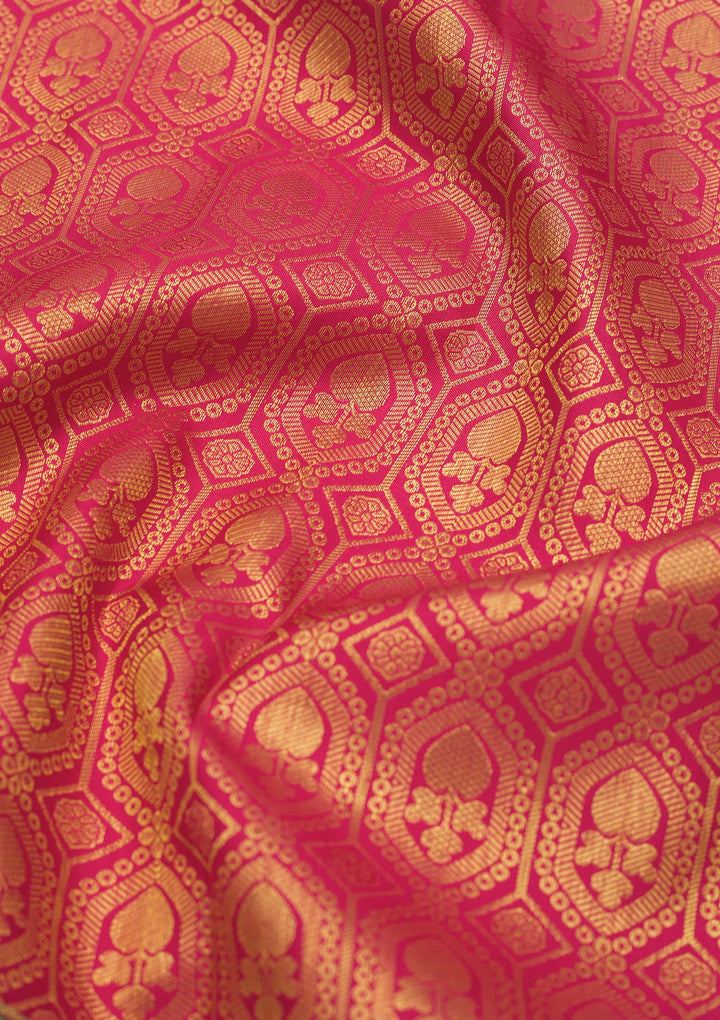 Peach Zariwork Pure Silk Saree