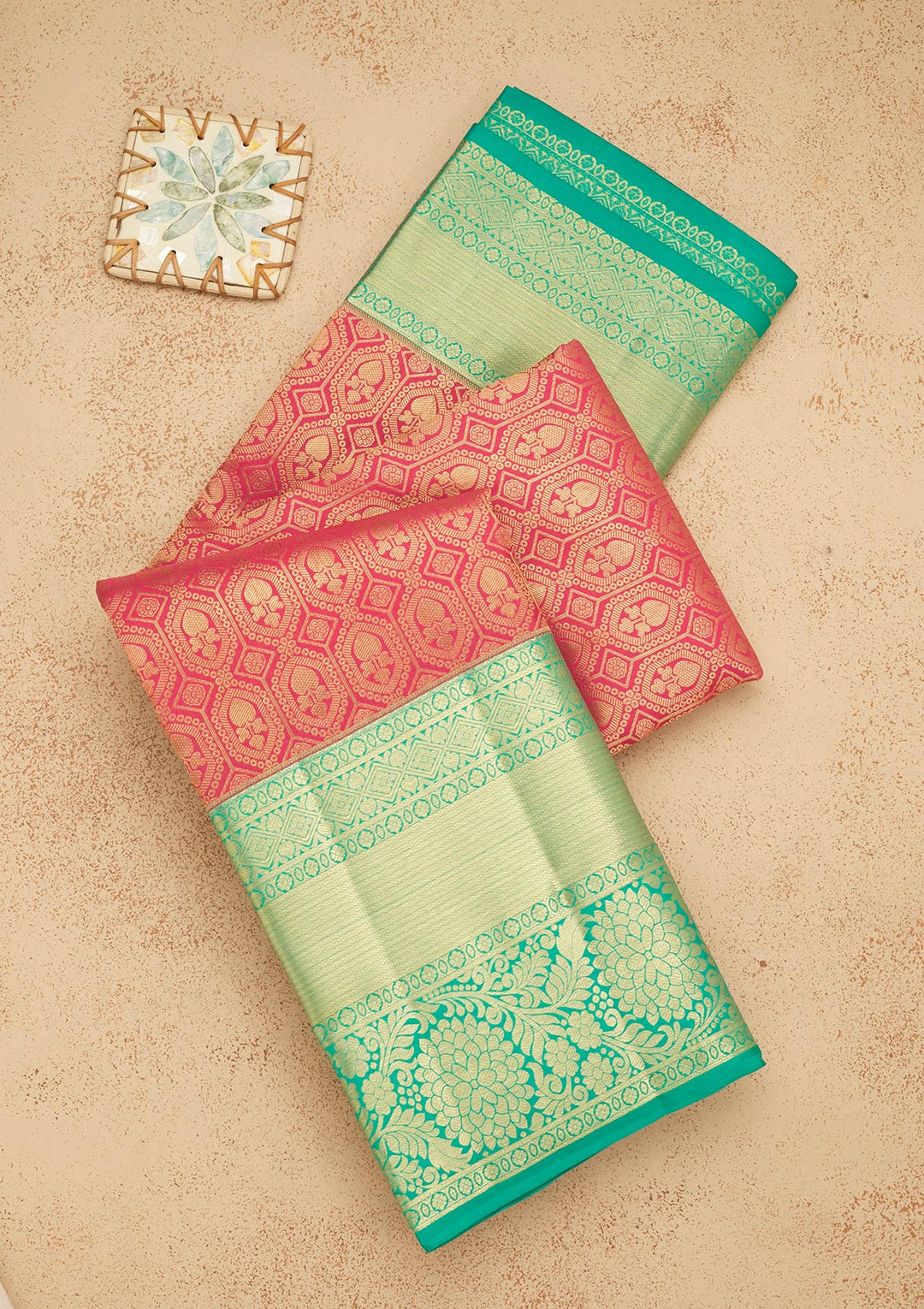 Peach Zariwork Pure Silk Saree