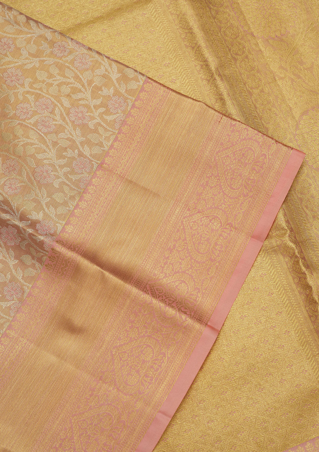 Peach Zariwork Pure Silk Saree