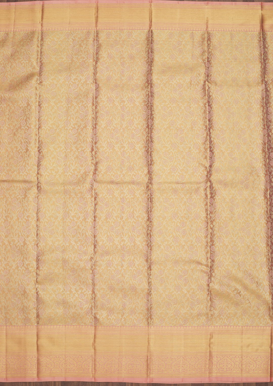 Peach Zariwork Pure Silk Saree
