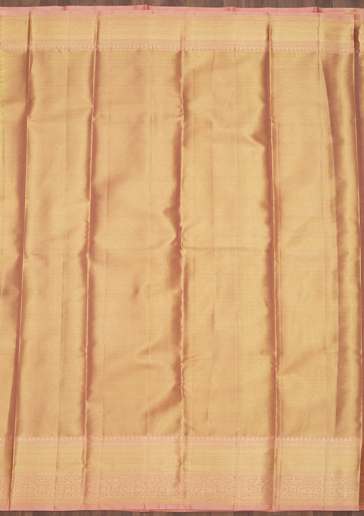 Peach Zariwork Pure Silk Saree