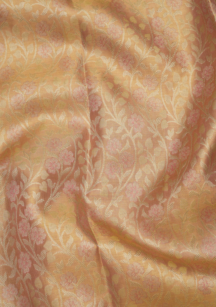 Peach Zariwork Pure Silk Saree