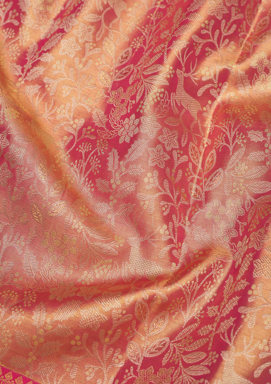 Peach Zariwork Pure Silk Saree