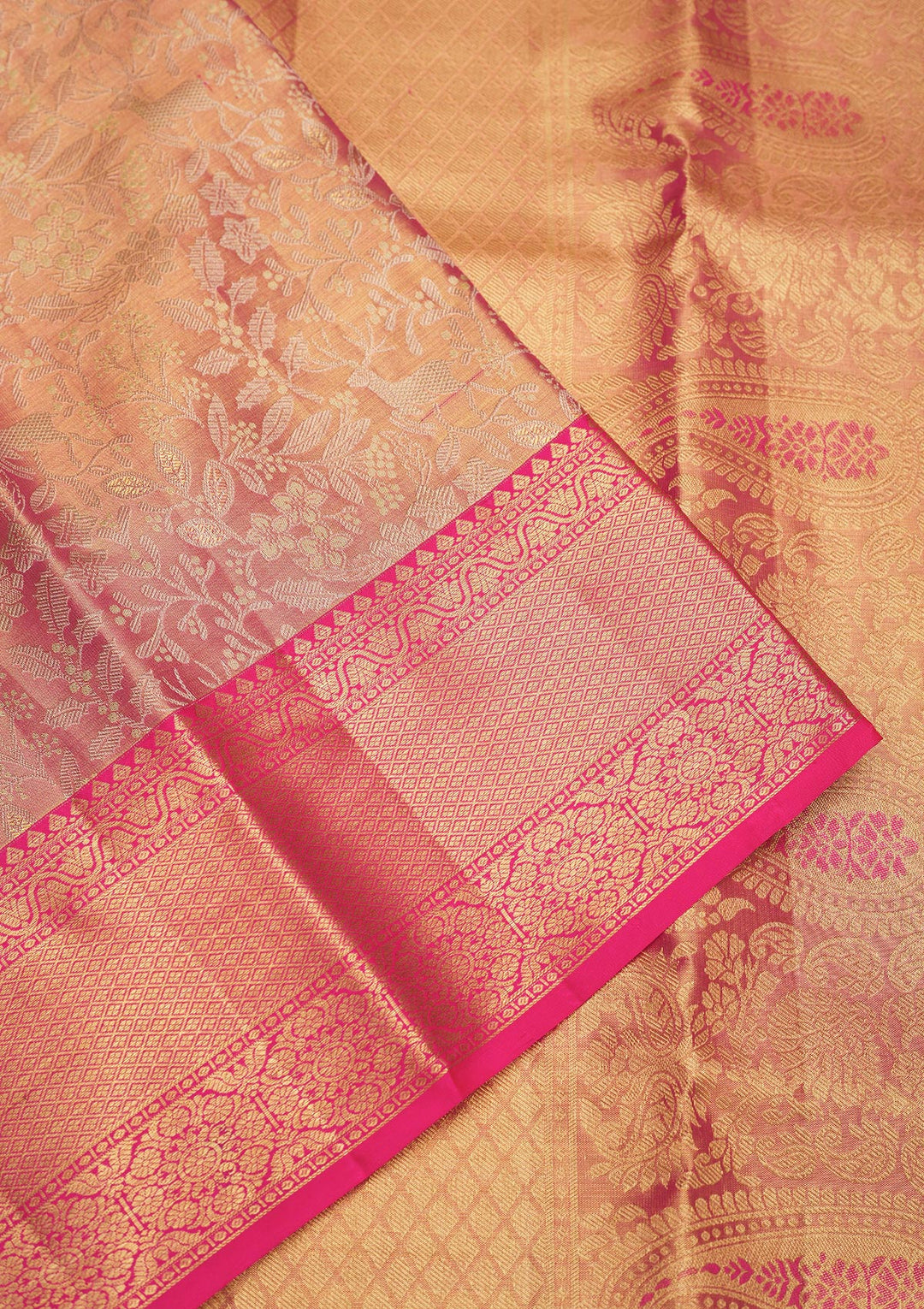 Peach Zariwork Pure Silk Saree