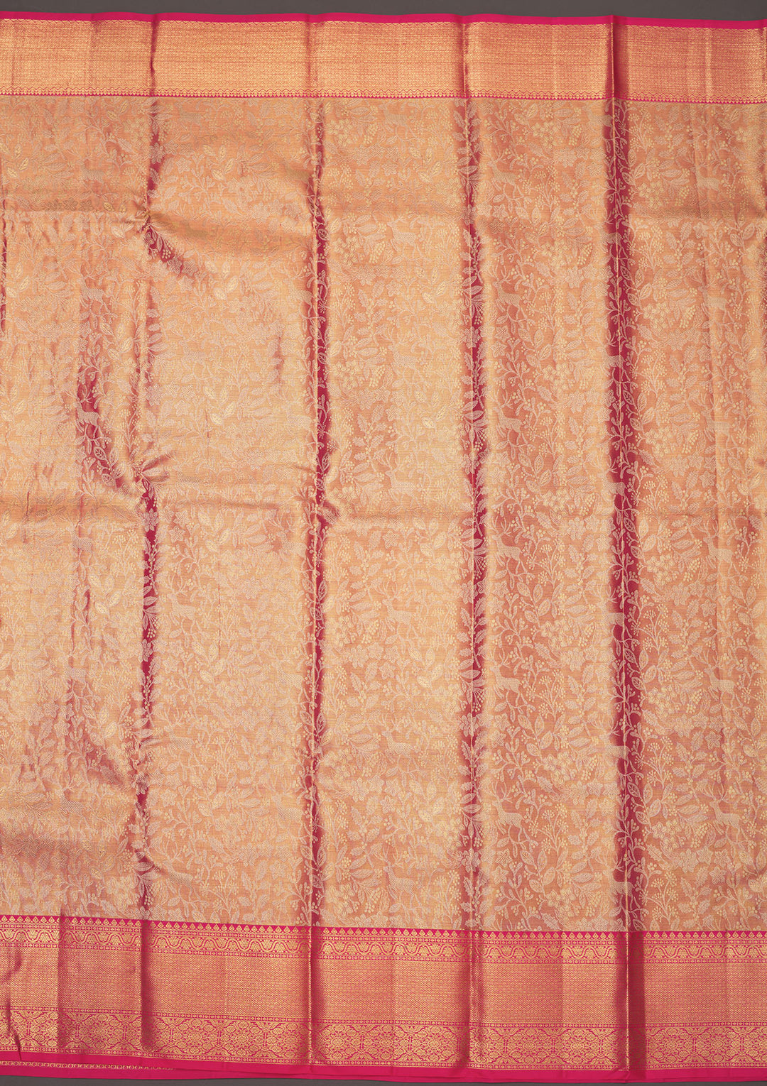 Peach Zariwork Pure Silk Saree