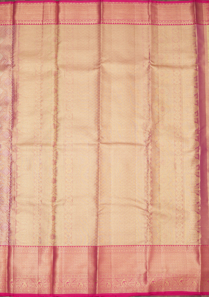 Peach Zariwork Pure Silk Saree