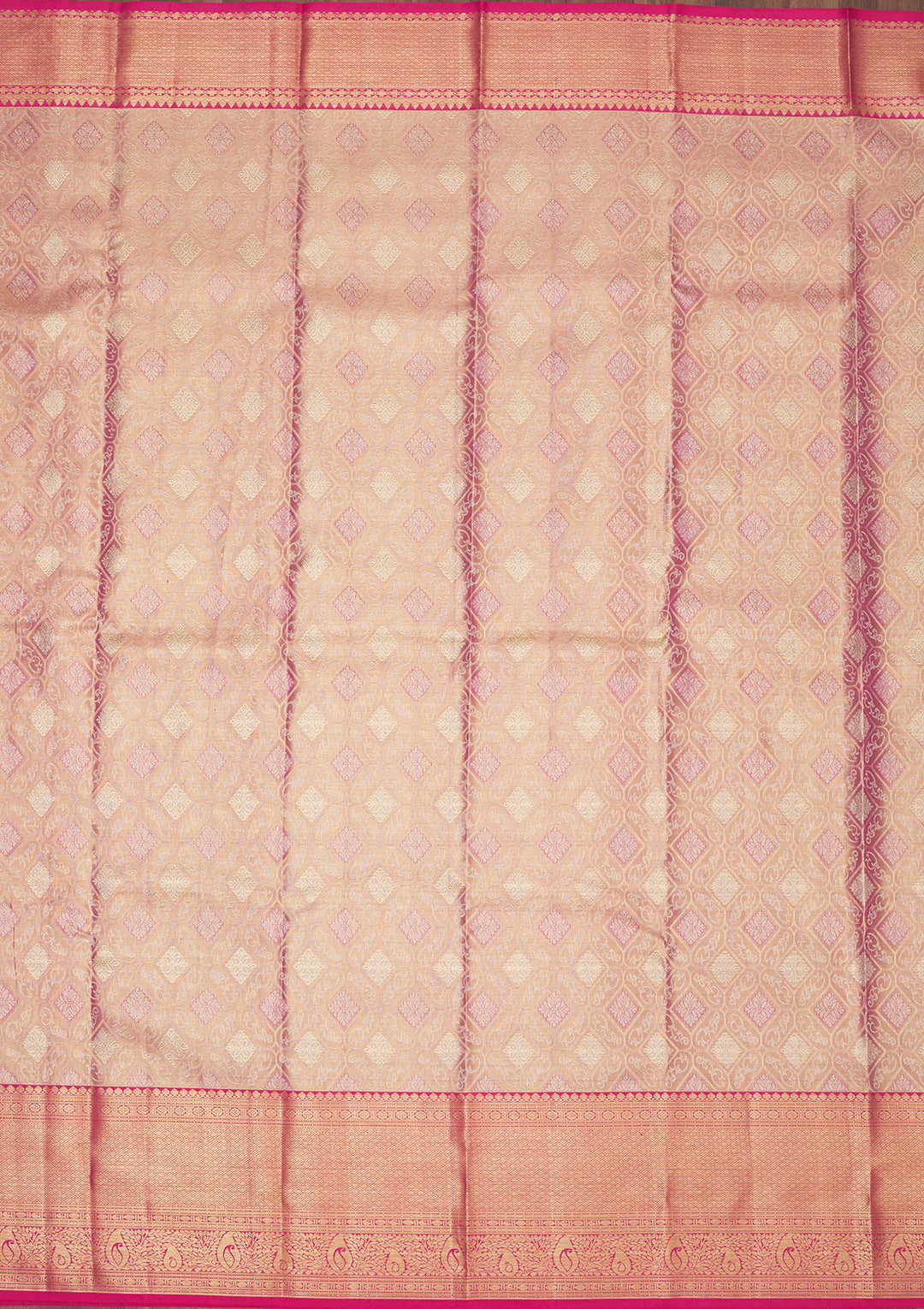 Peach Zariwork Pure Silk Saree