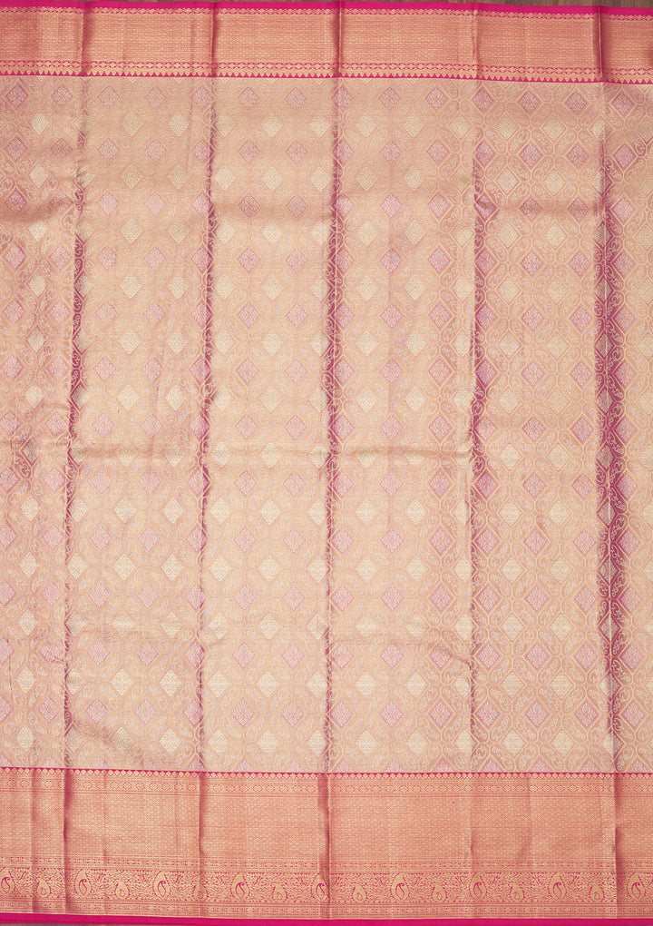 Peach Zariwork Pure Silk Saree