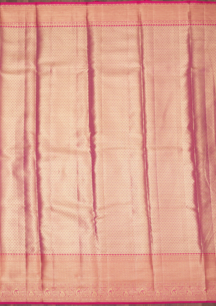 Peach Zariwork Pure Silk Saree